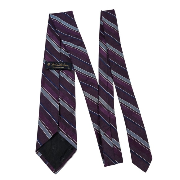 Brooks Brothers Mens Necktie Purple XL Striped Silk Knit Textured Formal Preppy - Picture 1 of 14